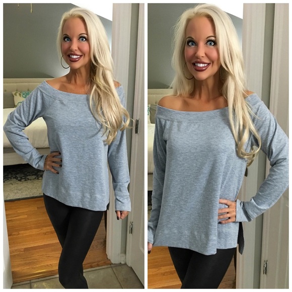 Tops - ❤️LAST 1!  Light Blue Slit Side Off Shoulder Top!